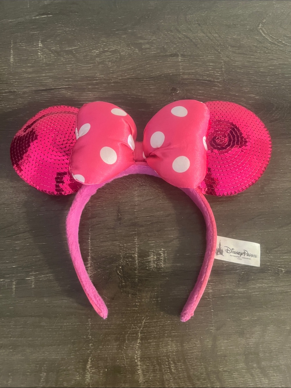 Disney Pink Sequin Minnie Ear Headband with Bow